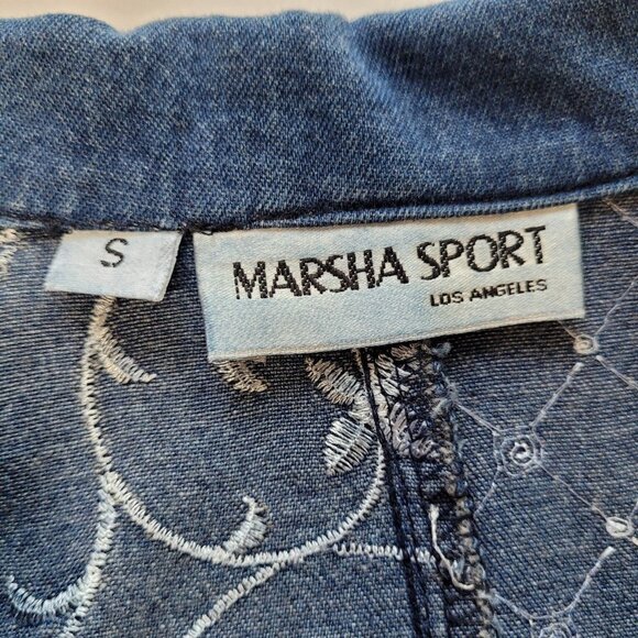 Vintage Marsha Sport Size S Jean Jacket Several Different Fabrics Long Lined - Picture 3 of 9